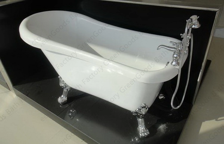 Greengoods Sanitary Ware Acrylic White Clawfoot Tub with Silver Feet