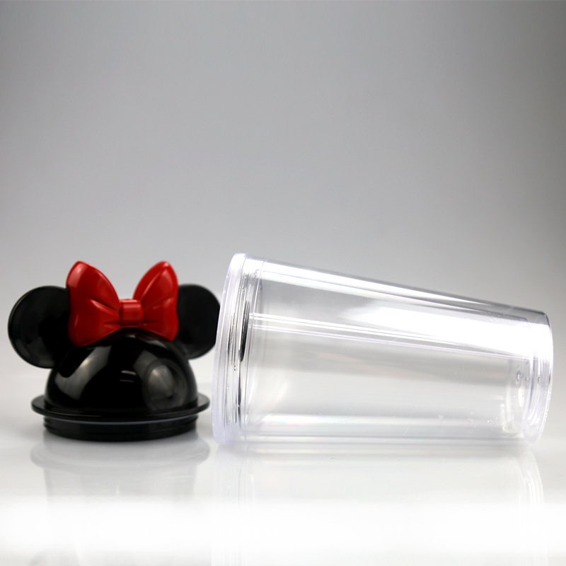 Wholesale 450 Ml Double Wall Minnie Mouse Ears Plastic Tumblers