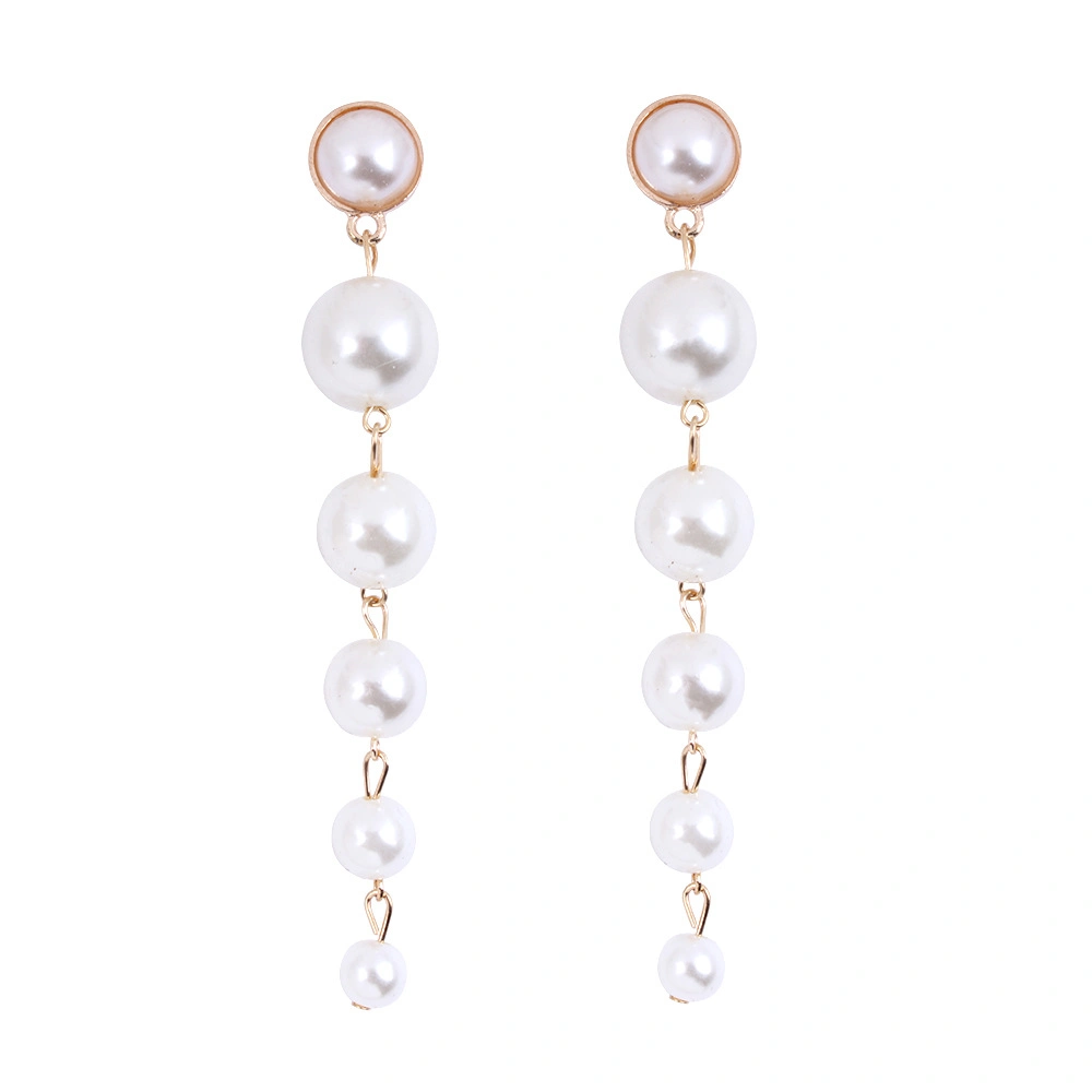 Long Tassel Pearl Earrings Fashion Hanging Chain Earrings Alloy Earrings Women