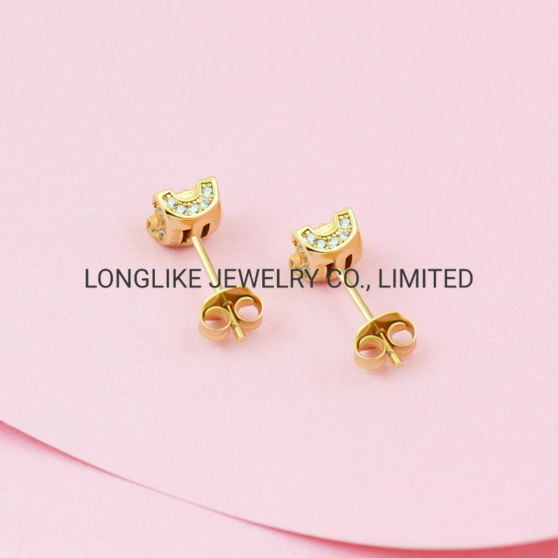 New Design Fashion Jewelry 925 Sterling Silver or Brass 18K Gold Cubic Zirconia Earrings for Women