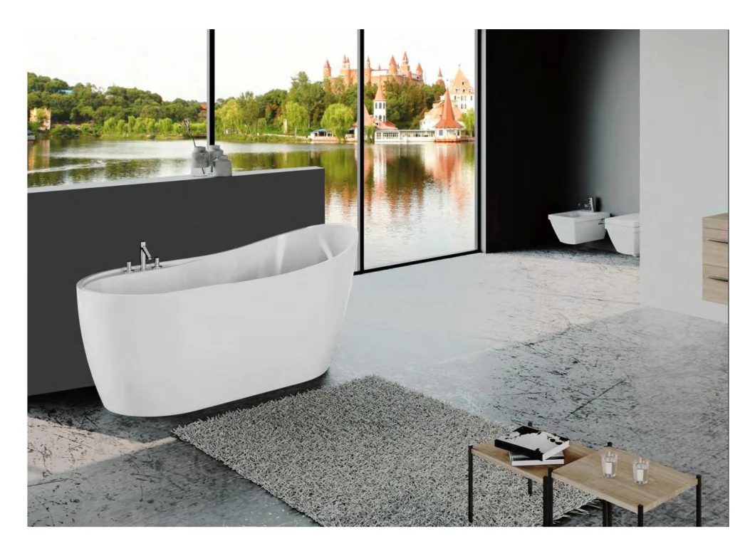 Eco-Friendly Materials Narrow Rim Border New Design Free Standing Bathtub