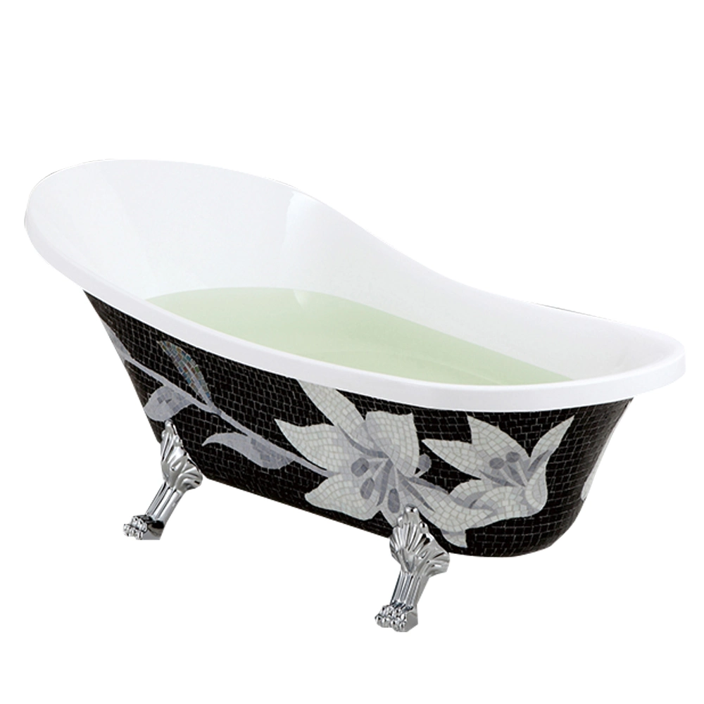Outside Golden Color Mosaic Finished High Quality Clawfoot Freestanding Bathtub