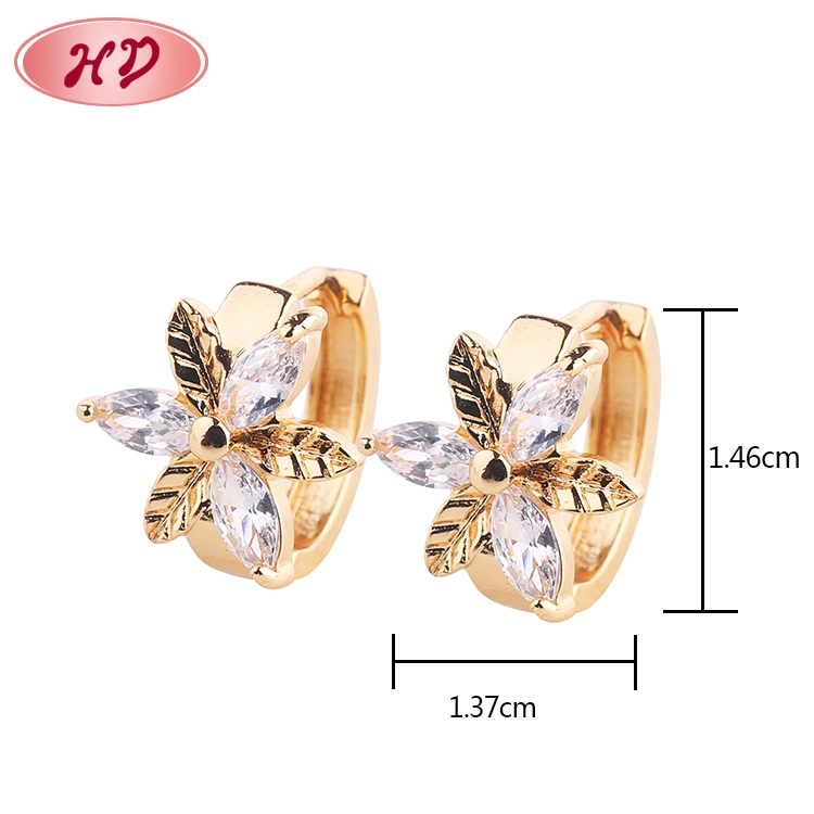 Latest Designs Wedding Colorful Crystal 18K Rose Gold Earrings