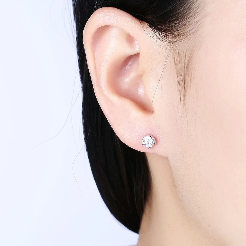 925 Stering Silver Fashion Ear Stud Popular Round Earring for Women