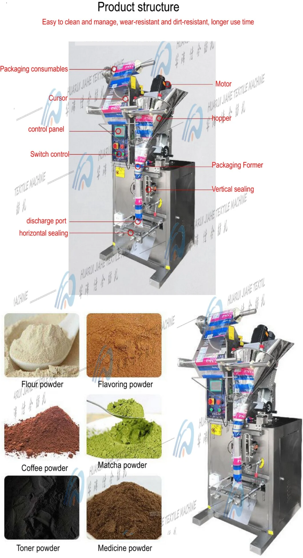 Automatic Vertical 1kg 2kg 5kg Washing Detergent Powder Filling Packing Machine Flour Packing Machine