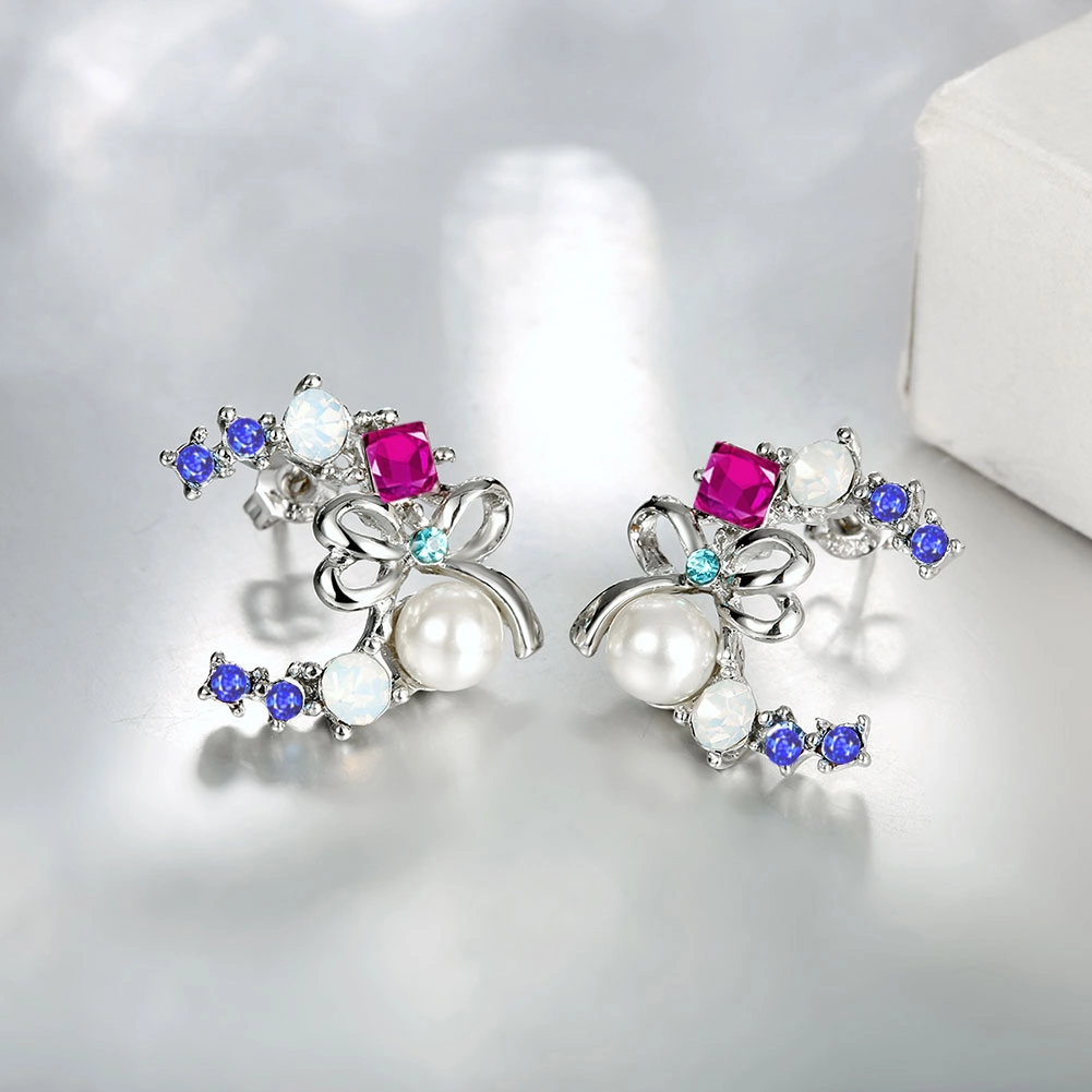 Imitation Pearl Women Earrings Czech Drill Butterfly Shape Pearl Women Earrings Pearl Jewelry
