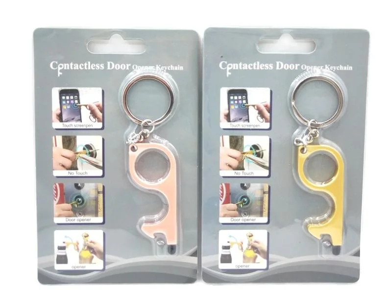 EDC Hand Free Key Chain Ring Outdoor No Touch Door Opener Custom Keychain for Hygiene Hand Antimicrobial