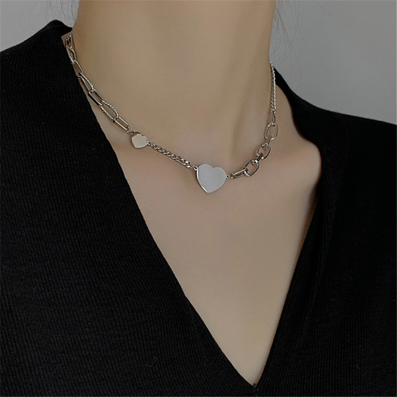 Vintage Stainless Steel Love Heart Pendant Necklace
