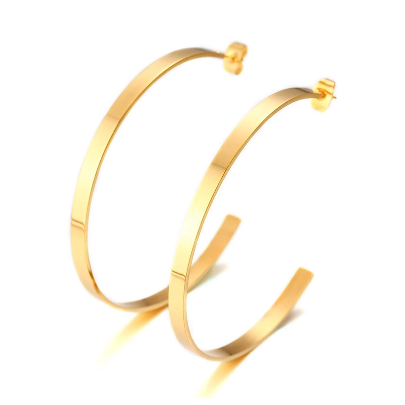 Wholesale American Simple Hoop Huge Circle Earrings Brass Gold Plated Earrings