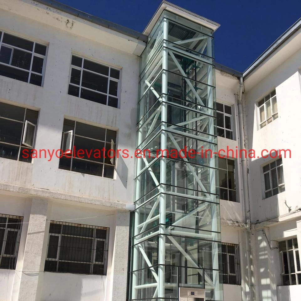 Round cabin steel structure shaft sightseeing panoramic glass elevator