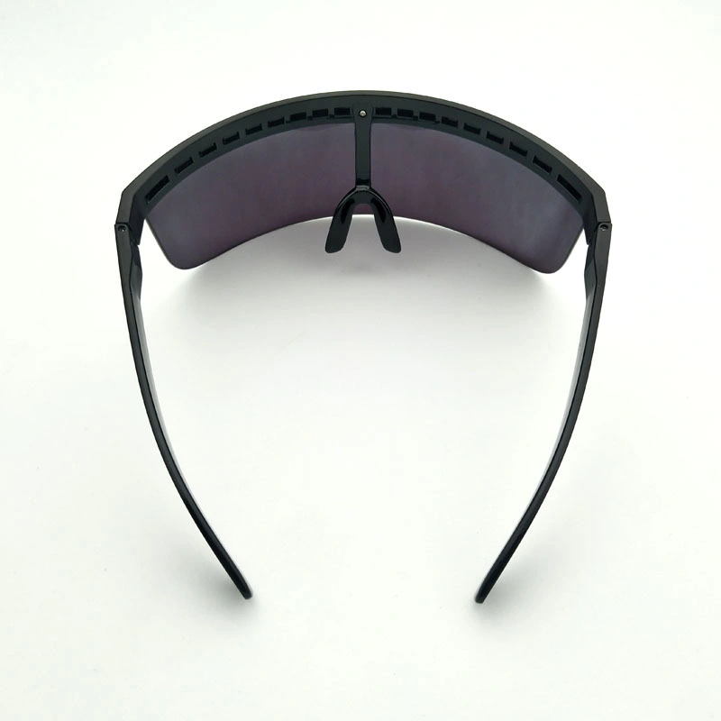 Yellow Mirror Black Frame Oversize Shield Visor Sunglasses