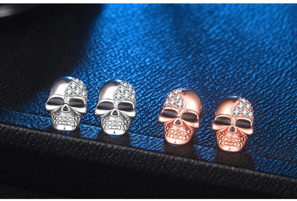 Rhinestone Rock Punk Skull Crystal Tone Stud Earrings for Women Men Earrings Hiphop Jewelry Brincos