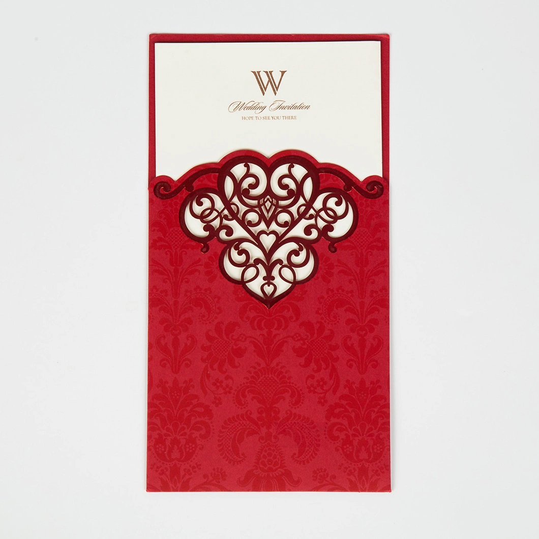 Wholesale Gold Red Wedding Invitation Cards Luxury Design with Ribbon Personalized Decor Party Supplies