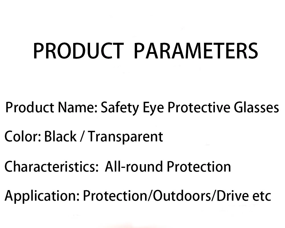 High Quality Impact Resistant PC Lens Safety Glasses Dustproof Protective Transparent Eye Glasses