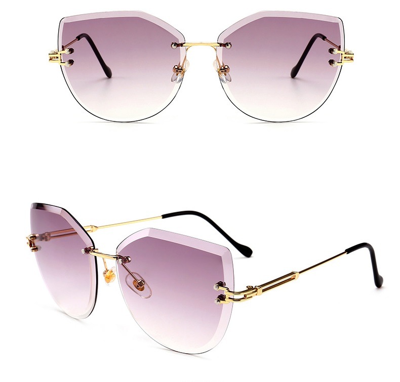 Wholesale Rimless 8 Colors Metal Special Design Fashion Brand Sunglasses