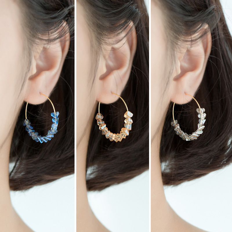 Trendy Women S925 Sterling Silver Hoop Crystal Earring