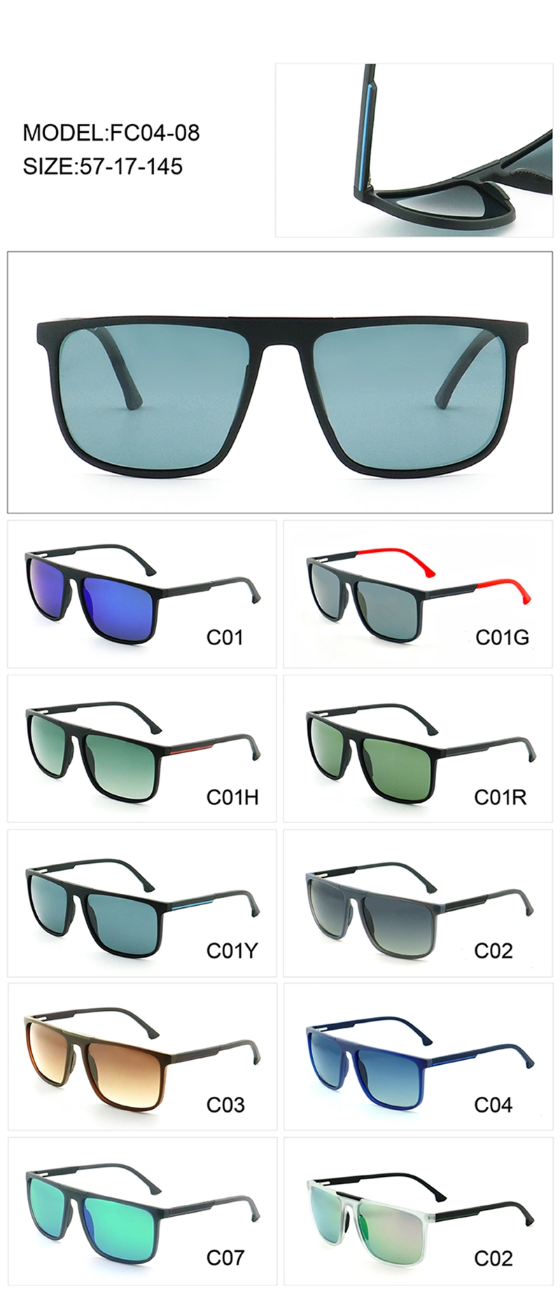 Newest Super Light Gradient Lens Fashionable Tr90 Colorful Square Spring Hinge Shield Sunglasses