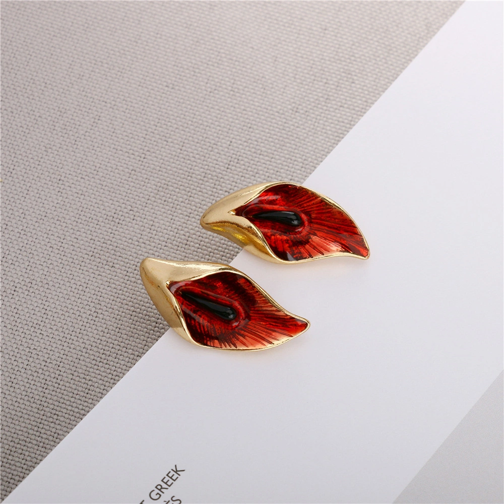 New Arrived Jewelry Cheap Red Flower Stud Earring Party Zinc Alloy Earrings for Sensitive Ears
