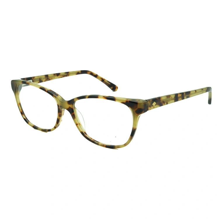 2017 Yellow Tortoise Acetate Optical Glasses with Metal Deco