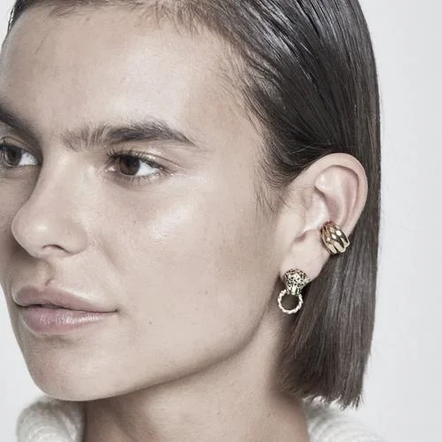 Fashion Personality Leopard Head Chain Earrings Jewelry