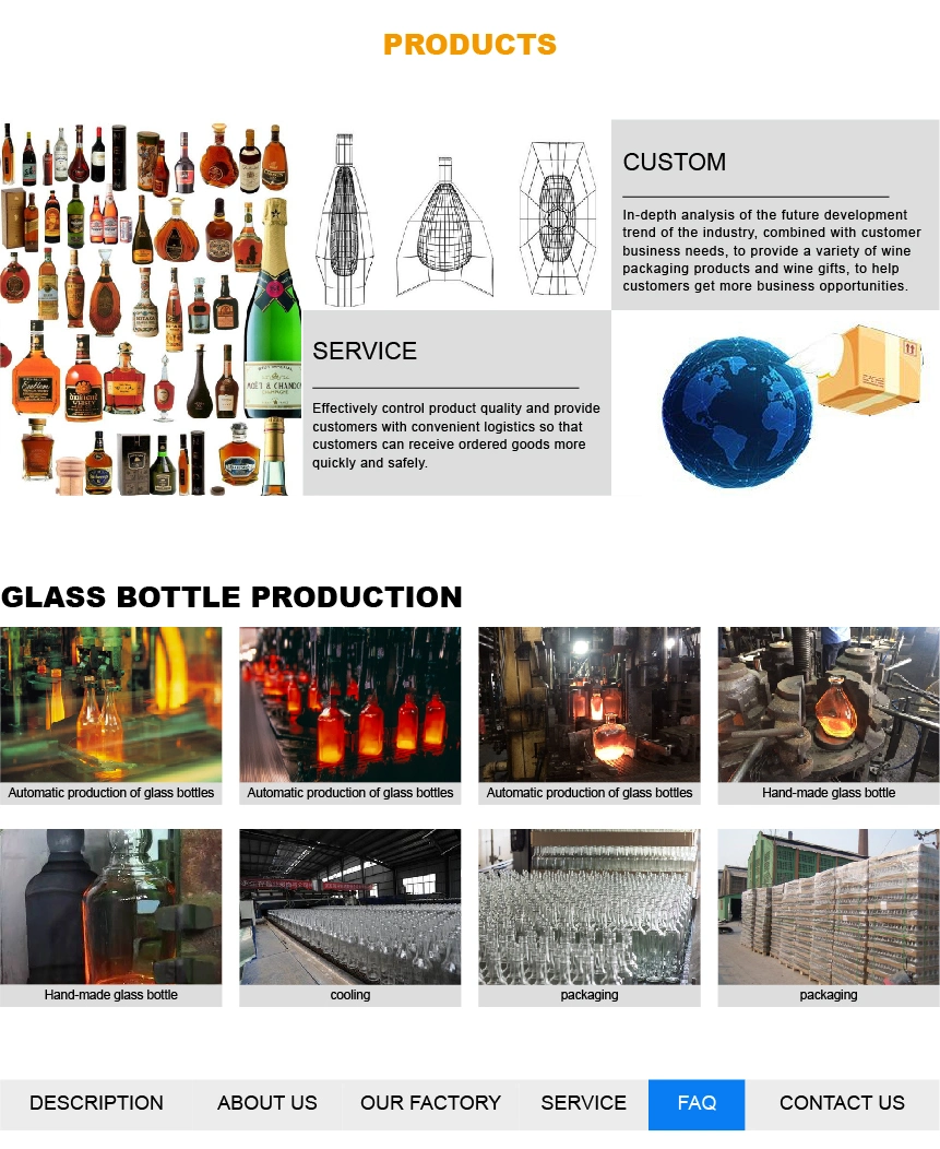 Factory High Flint Glass Long Neck Tall Round Glass Bottle Liquor Package
