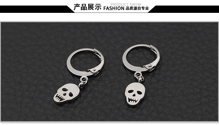 Wholesale Men Magnetic Gold/Silver/Black Stainless Steel Hoop Earrings Skull Pendant Earrings