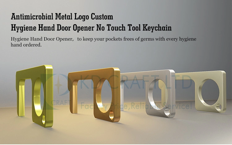 Protective Copper Non Contact Hands Free Brass EDC Hook Door Knob Opener Stylus Keyring Metal Portable Door Opener Keychain