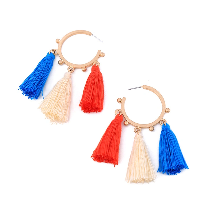 Women's Fashion Jewelry Rainbow Tassel Personality Dangle Huggie Earrings