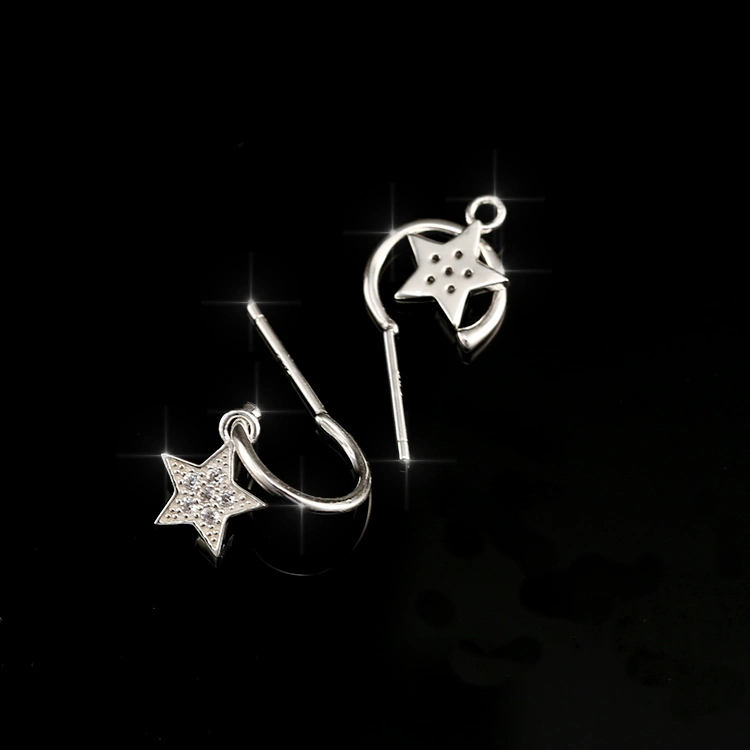 2019 Minimalist Jewelry Sterling Silver Charm Hoops Mini Star Drop Earrings