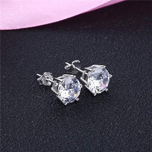 Sterling Silver Earrings Six Claw Earrings Trend Zircon Earrings Crystal
