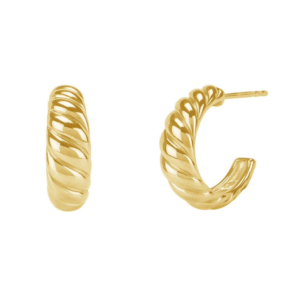Nagosa Fashion Jewelry 925 Sterling Silver Twisted Dome Earrings 18K Gold Plated Croissant Earrings