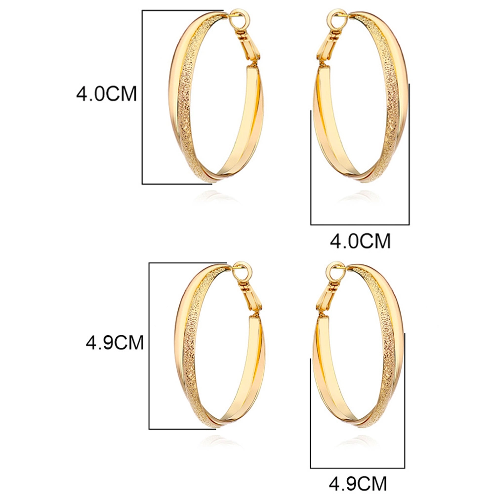 Silver Geometric Hoop Earrings Fashion Double Circle Layered Twist Hoop Earrings Jewelry for Women