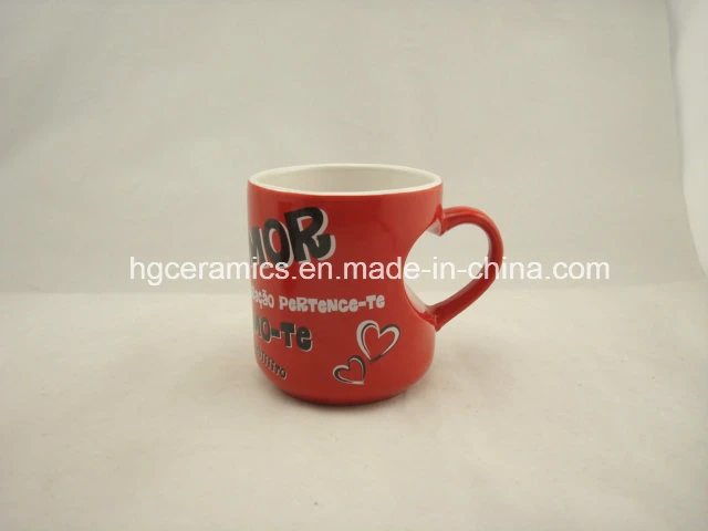 Red Heart Decal Printed Mug, Heart Mug, Red Mug, Coffee Mug
