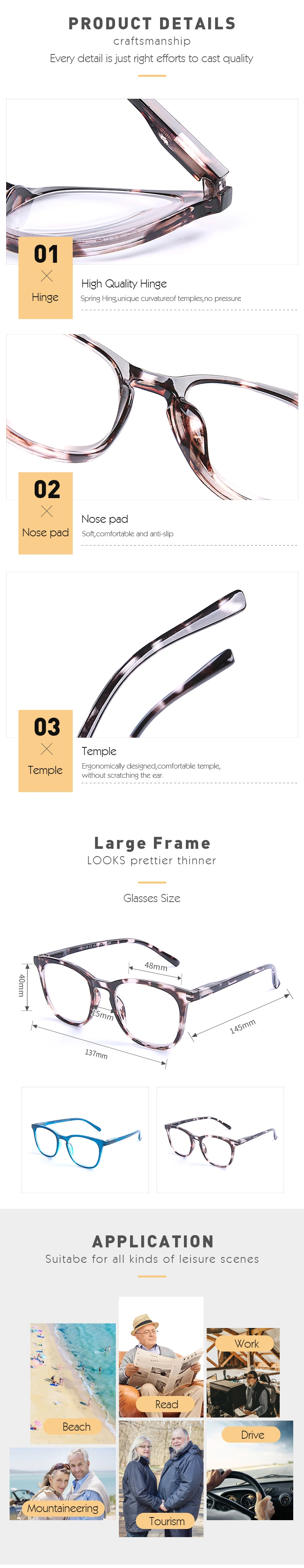 Wholesale New Fashion Retro Trendy Luxury High Colorful Reading Glasses for Unisex