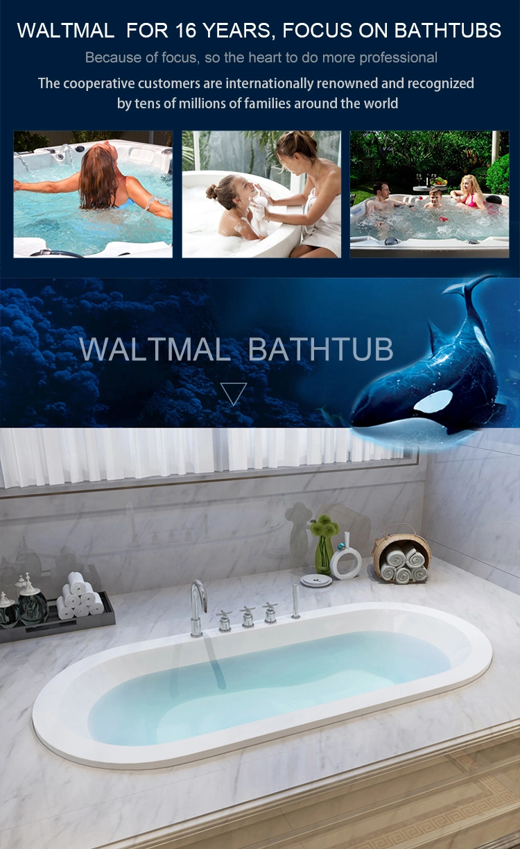 Sanitary Ware Bathroom Acrylic Bathtub Free Standing Bath Tub with Mixer
