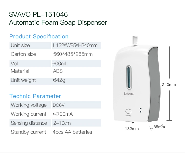 Bathroom Accesories Automatic Foam Soap Dispenser for Shopping Mall