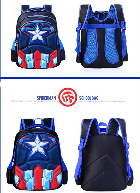 Captain America Schoolbag Elementary School Children 1-6 Grade Light Weight Children Cartoon Schoolbag