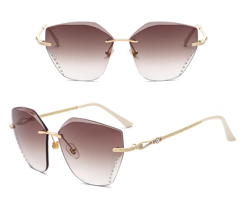 Big Frame Anti UV400 Oversized Rimless Sunglasses for Women