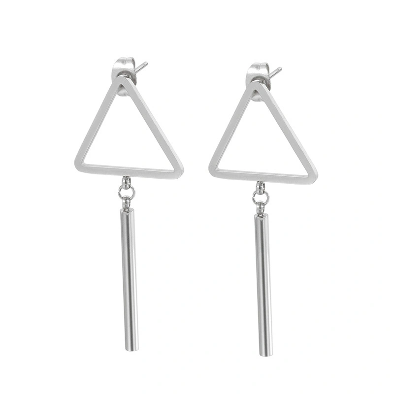 Geometric Triangle Titanium Tassel Gold-Plated Stainless Steel Earrings Stud