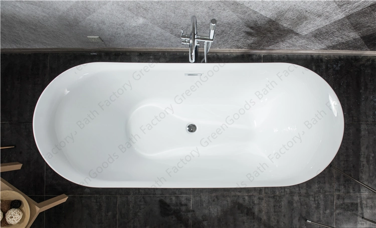 1500 mm White Freestanding Slipper Acrylic Soaking Baths Tub
