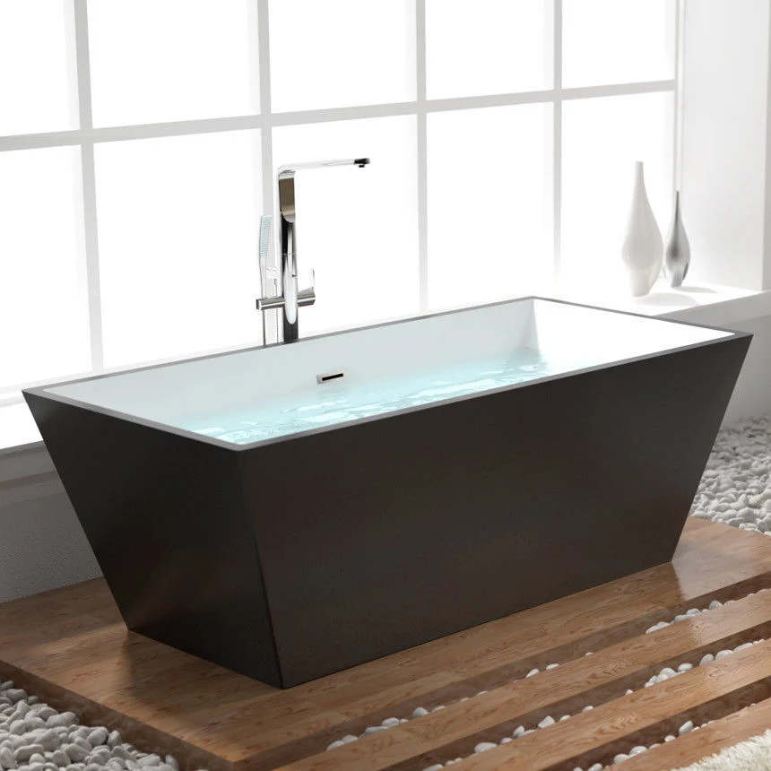 Black Square Fiberglass Acrylic Bathtub for Free Standing