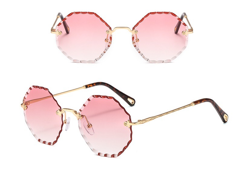 Hot Selling Simple Stylish Polygon Frameless Metal Rimless Sunglasses