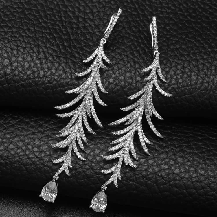 Er1X00070 Fashion Fine Jewelry Heavy Drop Cubic Zirconia Long Chain Earrings