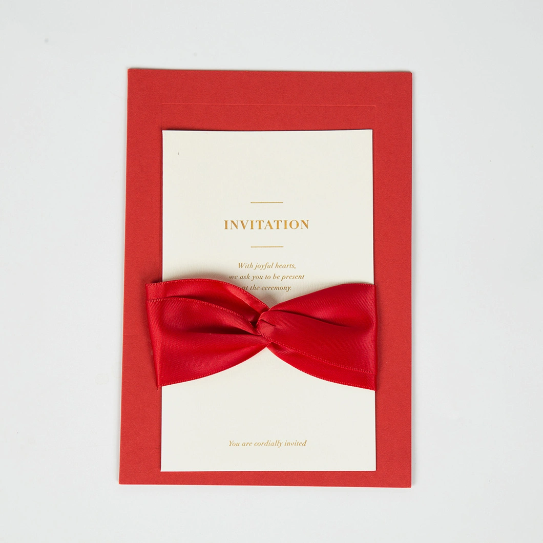 Wholesale Gold Red Wedding Invitation Cards Luxury Design with Ribbon Personalized Decor Party Supplies