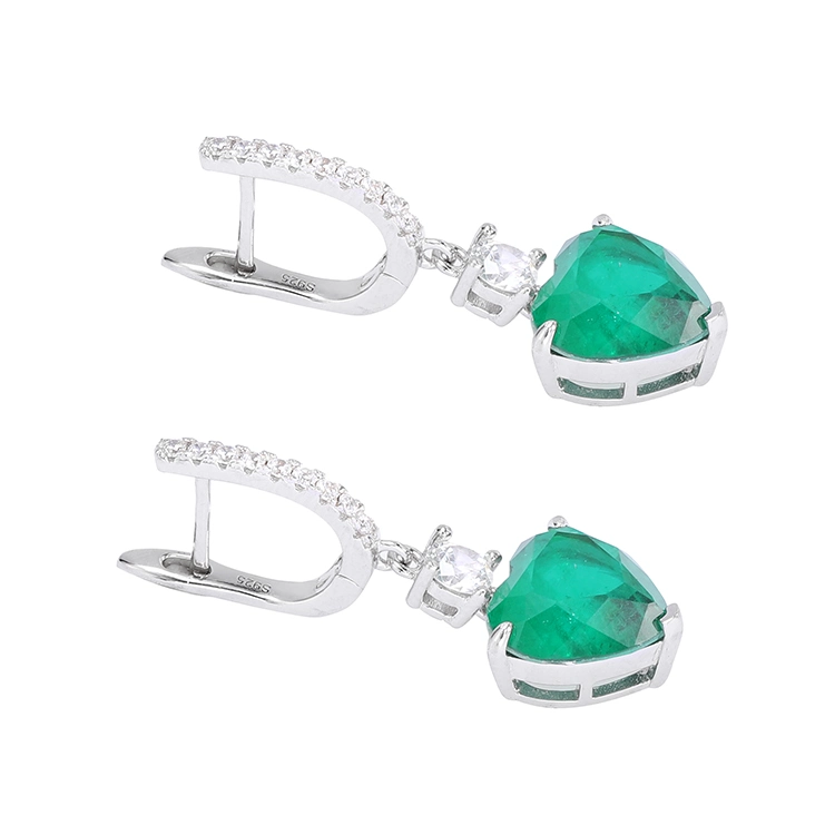 Heart Shape Emerald Earrings Elegant Earrings for Women