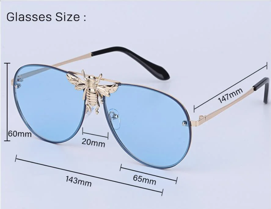 2021 Stylish UV400 Oversize Sunglasses Bee Metal Fashion Women Sunglasses