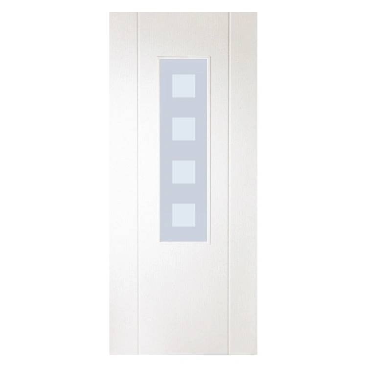 Sandblast Obscure Glass with Clear Squares Lightly Grained PVC Door