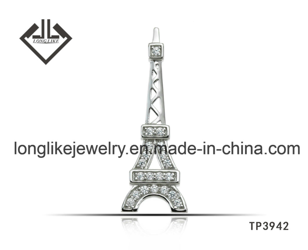 Silver Jewelry Eiffel Tower Building Pendant