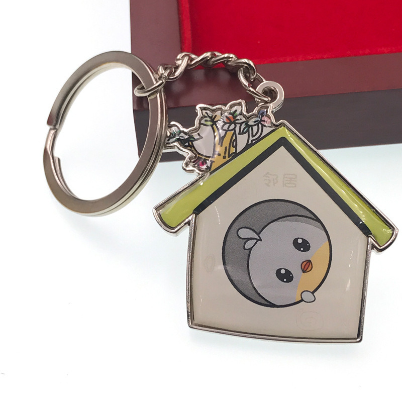 Epoxy Enamel Filling Color Zinc Alloy Metal Keychain with Metal Ring 28mm Dia