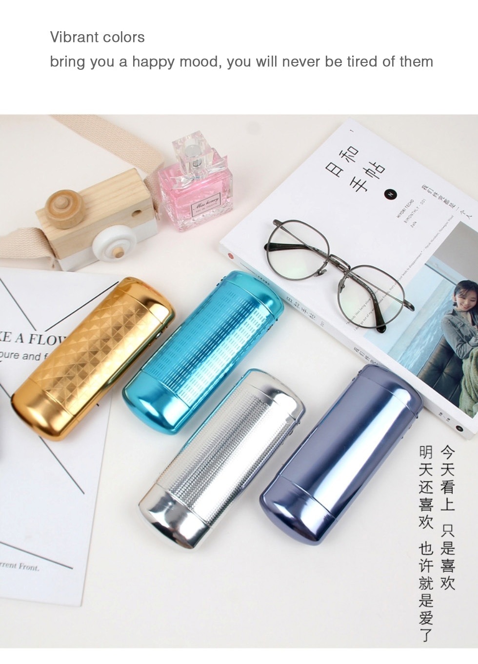 Lightweight Aluminium Hard Protective Case for Reading Glasses and Sunglasses; Engraved Compact Metallic Eyewear Case